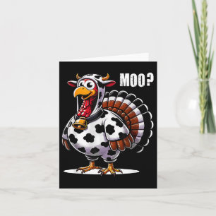 Cartão Turquia Moo Cow Figurume Engraçado Ação de Graças
