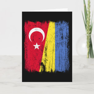 Cartão Turquia Ucrânia Meia Bandeira Turco Ucraniano Patr