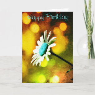Cartão Turquoise Daisy in Gold Birthday Card