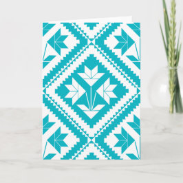 Cartão Turquoise Floral Quilt Greeting Card