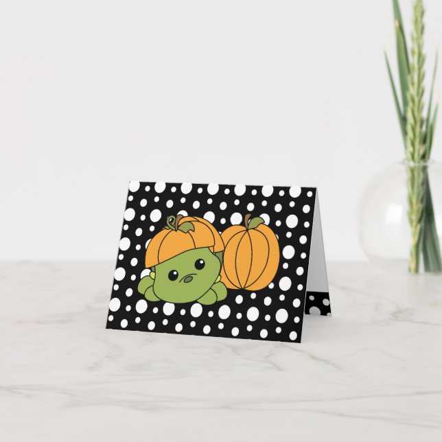 Cartão Turtle Cutie em um suit de abóbora! (Frente)