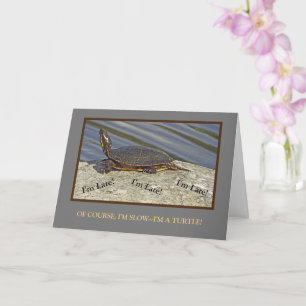 CARTÃO TURTLE ON ROCK/BELATED BIRTHDAY CARD/CUSTOMIZABLE