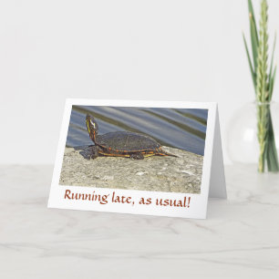 CARTÃO TURTLE ON ROCK/BELATED BIRTHDAY CARD/CUSTOMIZABLE