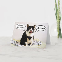 Tuxedo Cat Birthday Allan Humor Card