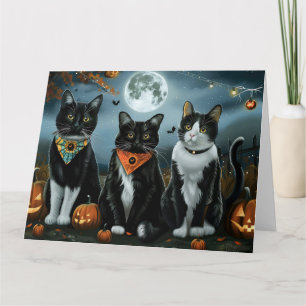 Cartão Tuxedo Cat Halloween Spooky