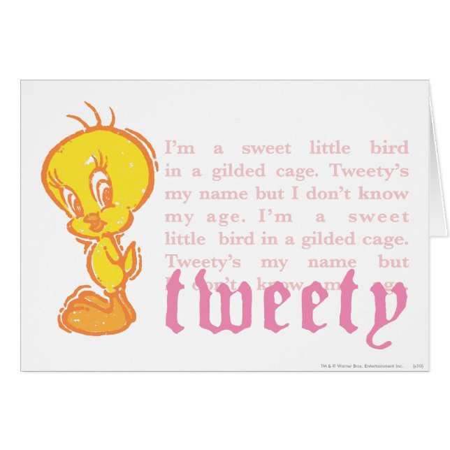 Cartão Tweety "I Am A Sweet Little Bird" (Frente Horizontal)