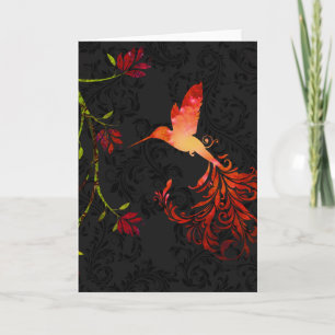 Cartão Twilight, a flourish hummingbird Greeting Card