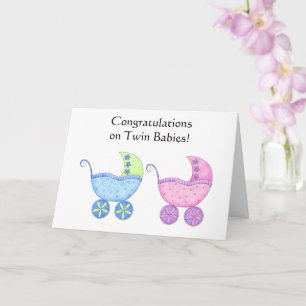 Cartão Twin Baby Girl and Boy Congratulations
