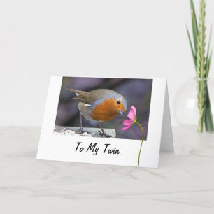 CARTÃO TWIN "TWEETING" É UM ANIVERSÁRIO FELIZ