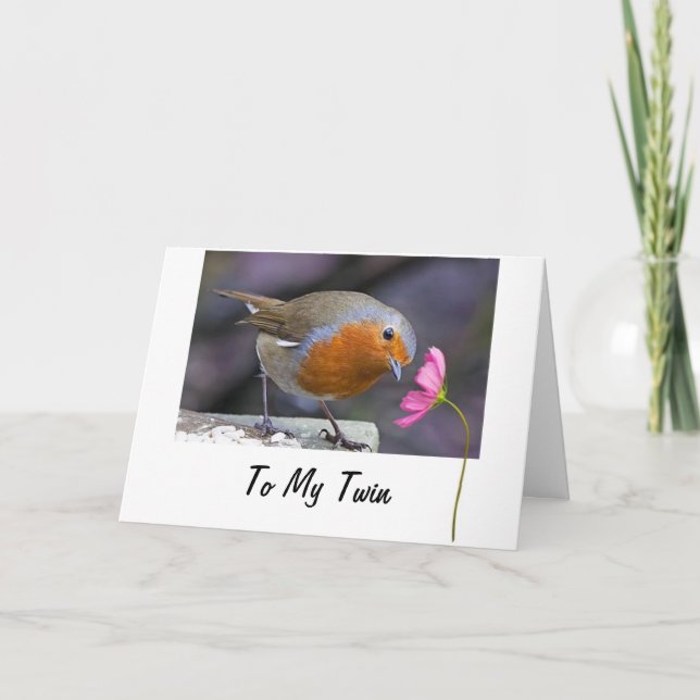 CARTÃO TWIN "TWEETING" É UM ANIVERSÁRIO FELIZ (Frente)