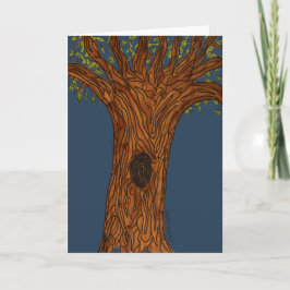 Cartão Twisted Tree with Blue background- Blank
