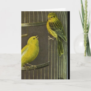 Cartão Two Canaries Painting Art Greeting Card