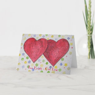 Cartão Two Hearts One Love Greeting Card