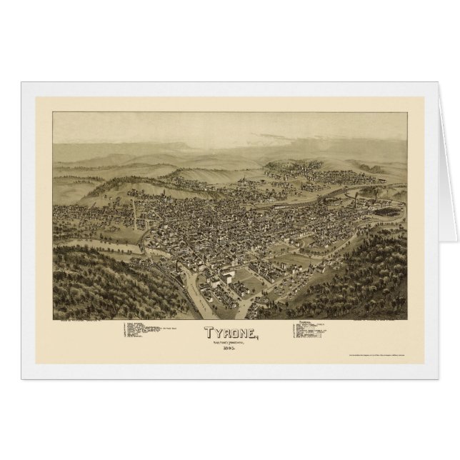 Cartão Tyrone, mapa panorâmico do PA - 1895 (Frente Horizontal)