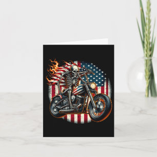 Cartão U Flag Motorcycle Skeleton Biker 4 de julho Americ