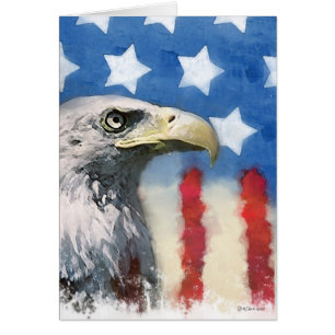Cartão U.S. a tropa da bandeira e da águia apoia o