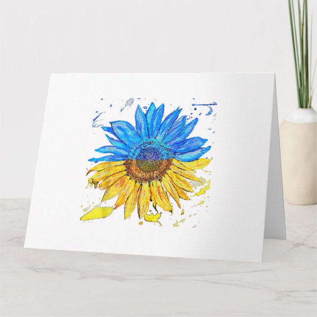 Cartão Ucrânia Bandeira Girassol Vintage Camisa Ucraniana (Frente)