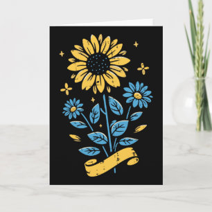 Cartão Ucrânia Girassol Azul Amarelo Mulheres Ucranianas 