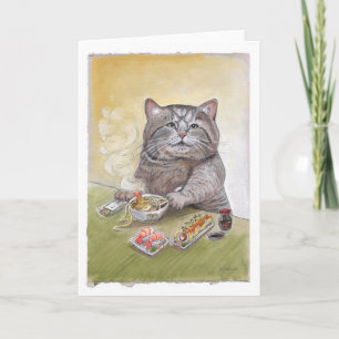 Cartão Udon do Tempura do gato do sushi