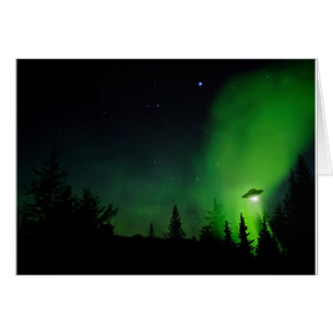 Cartão UFO da alienígena no céu do Alasca