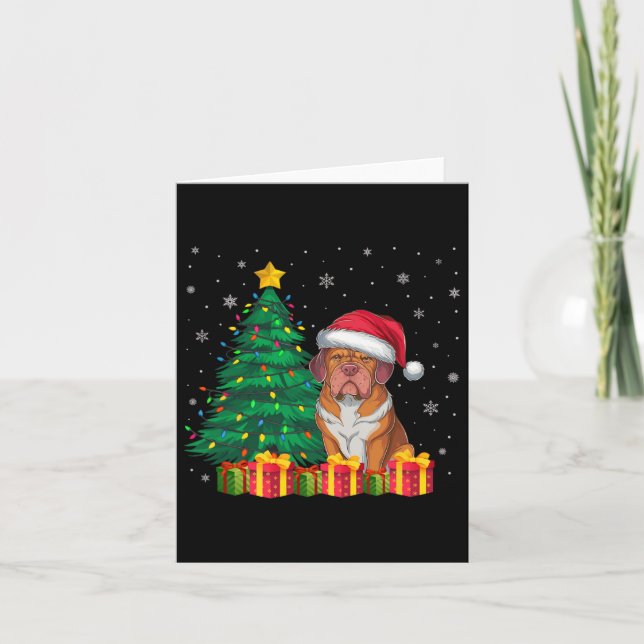 Cartão Ugly Dogue De Bordeaux Santa Hat À Luz De Natal (Frente)