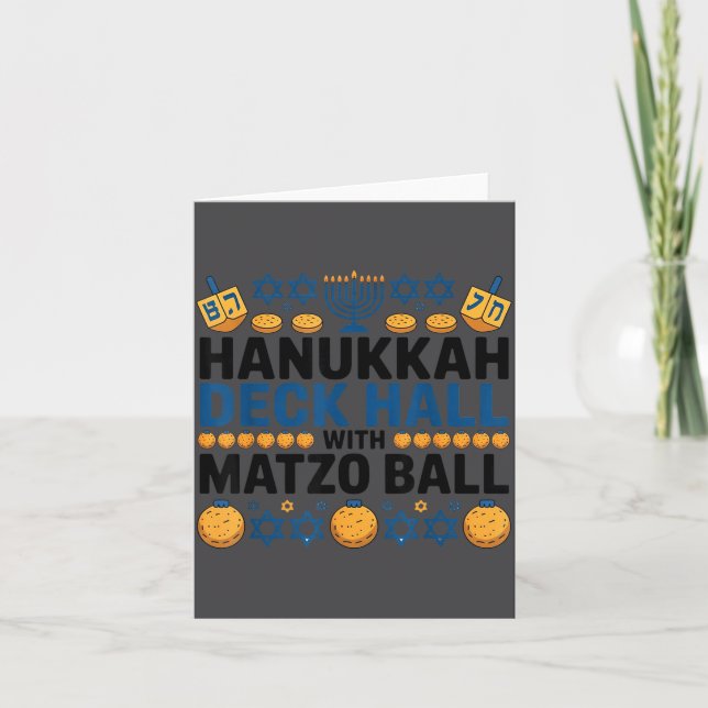 Cartão Ugly Hanukkah Deck Hall With Matzo Ball Chanukah  (Frente)