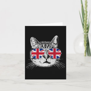 Cartão Uk Union Jack British Flag England Cat Sungles Gif