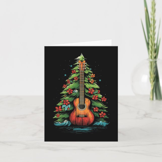 Cartão Ukulele Camisetas Gráficas de Música de Natal para (Frente)