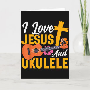 Cartão Ukulele Havaiano Uke Jesus Fé Cristão Eu Amo 