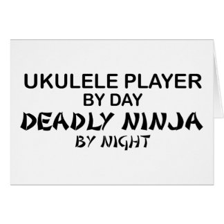 Cartão Ukulele Ninja mortal em a noite