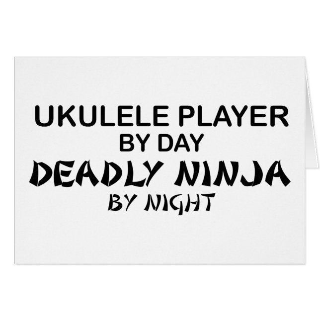 Cartão Ukulele Ninja mortal em a noite (Frente Horizontal)