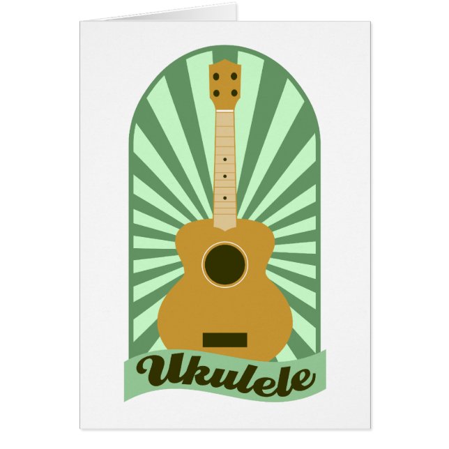 Cartão Ukulele verde do Sunburst (Frente)
