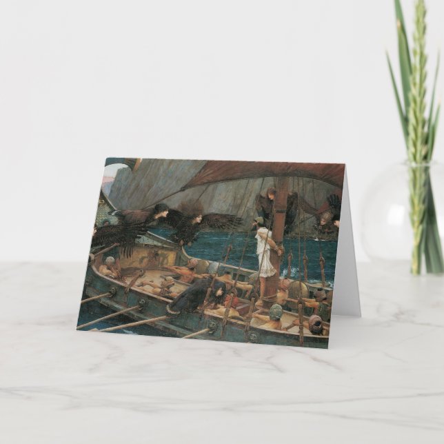Cartão Ulisses e as Sirens por John William Waterhouse (Frente)