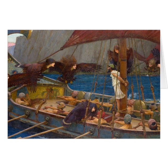 Cartão Ulisses e Sirens John William Waterhouse (Frente Horizontal)