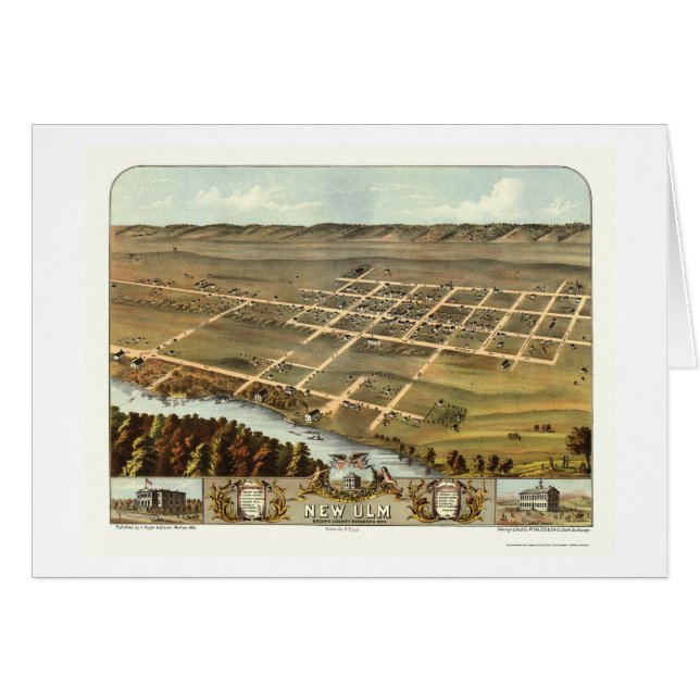 Cartão Ulm novo, mapa panorâmico do manganês - 1870 (Frente Horizontal)