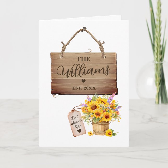 Cartão Último Nome Personalizado & Ano de Casamento Rusti (Frente)