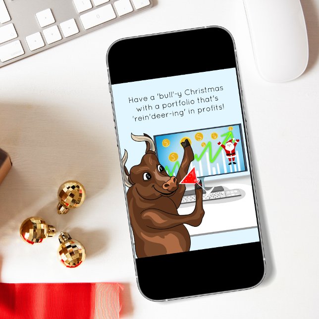 Cartão Um Alegre Natal de Mercado em Alta (Spread holiday cheer with our hilarious stock market Christmas card—perfect for financial fans and c)