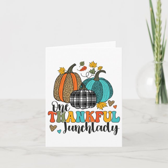 Cartão Um almoço de graças à Lady School Pumpkins Thanksg (Frente)