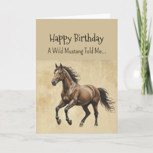 Cartão Um Aniversário da Personalidade dos Cavalos Mustan