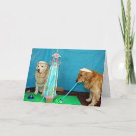 Cartão Um aniversário de mini golfe Ouro