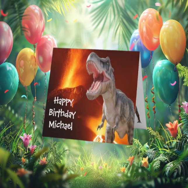Cartão Um Aniversário Dino-Mite (celebrate a birthday with such an incredible theme—DINOSAURS!)