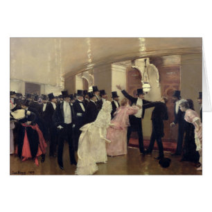 Cartão Um argumento nos corredores da ópera, 1889