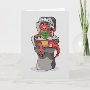 Cartão Um Bebê Tyrannosaurus Rex Sentado Numa Cadeira Alt