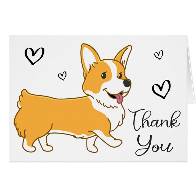 Cartão Um Cachorro Bonito Pembroke Welsh Corgi Obrigado (Frente horizontal)