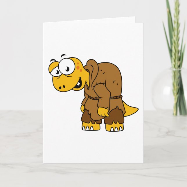 Cartão Um Cartoon Dinossaur Hunchback. (Frente)