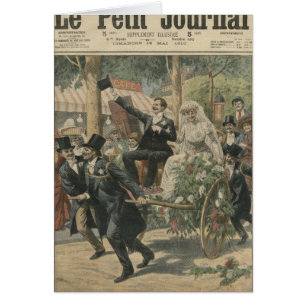 Cartão Um casamento em um handcart