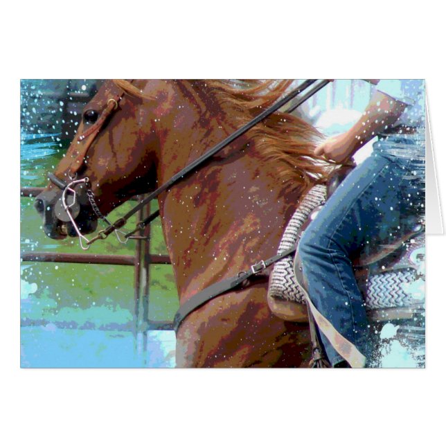 Cartão Um Cavalo de Curva de Poste (Frente Horizontal)