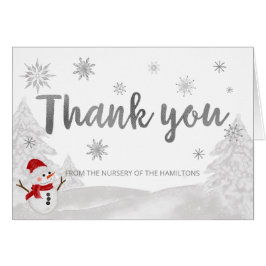 Cartão Um Chá de fraldas de Cinza com floco de neve