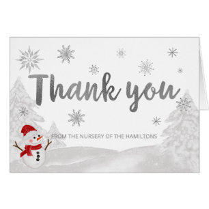 Cartão Um Chá de fraldas de Cinza com floco de neve