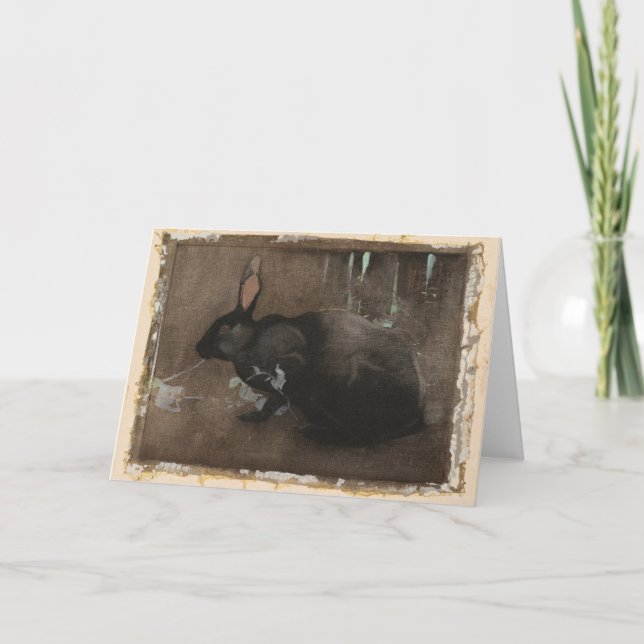 Cartão Um coelho negro | Joseph Crawhall (Frente)